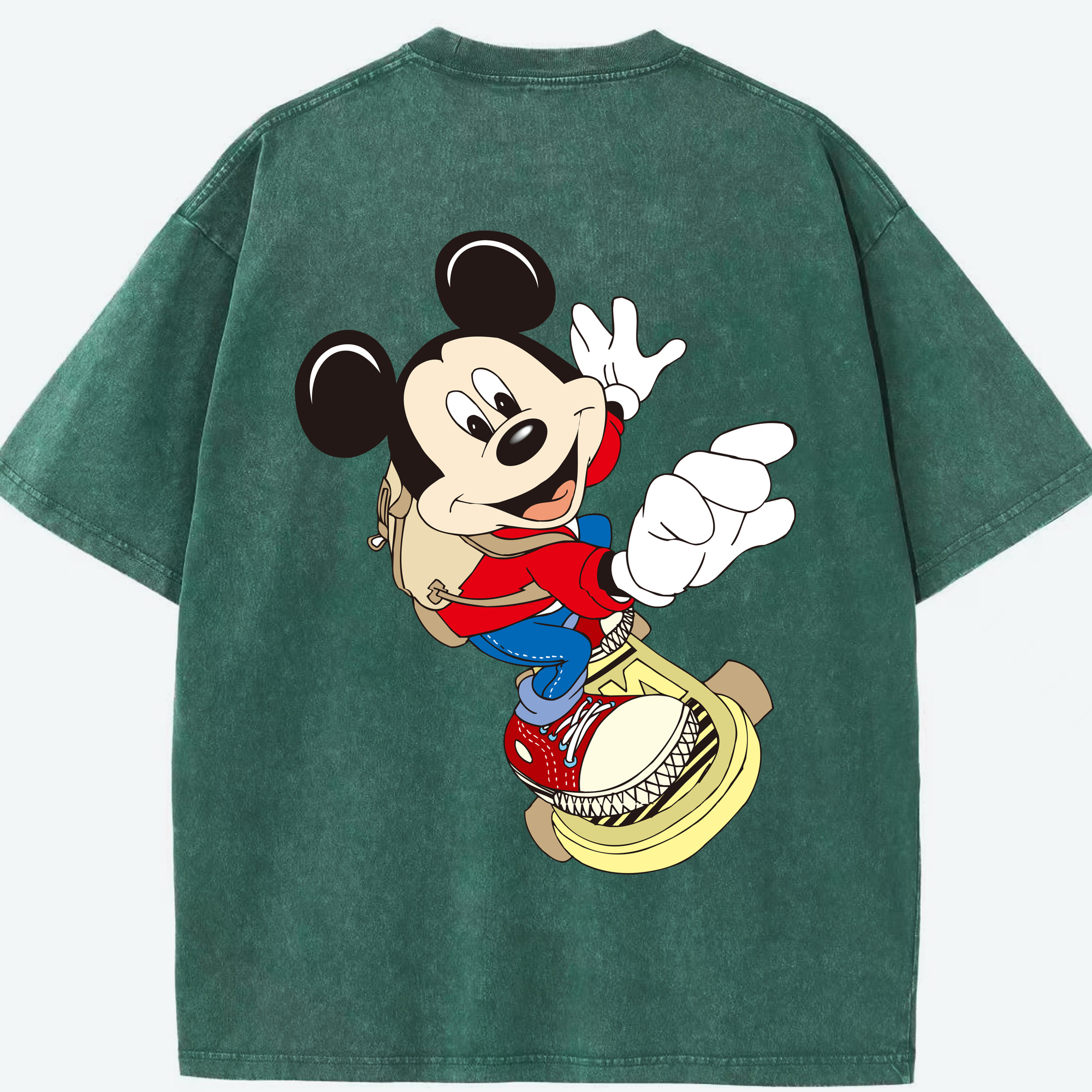 （画像用） ミッキーマウス Mickey Mouse 綿100% ヴィンテージ風 半袖Tシャツ（背面プリント）